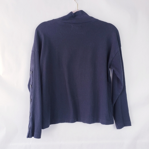 Madewell XS Blue Long Sleeve Turtleneck button Sleeve - Picture 4 of 5